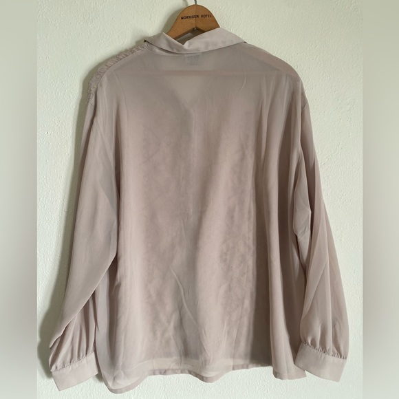 Bon Worth Chamagne Beige Button Up Sheer Blouse - Picture 5 of 5